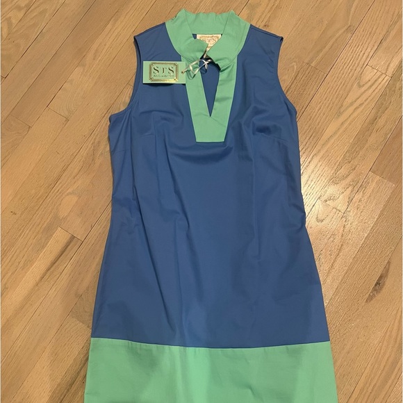 NWT STS Sail to Sable Dress Navy Blue Teal Sleeveless Colorblock Stretch Size XS - Picture 11 of 12